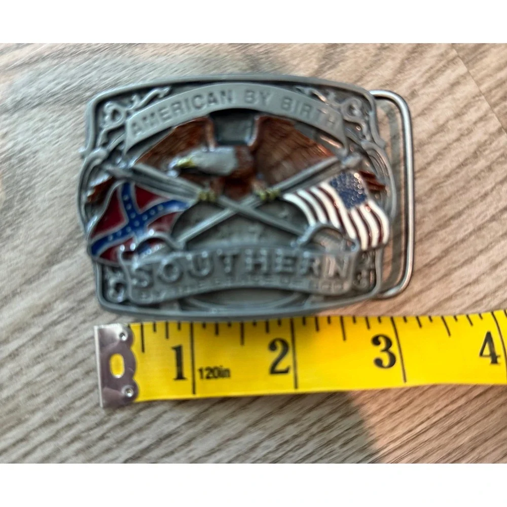 Western Express American By Birth Southern By Grace Of God Belt Buckle USA NIB